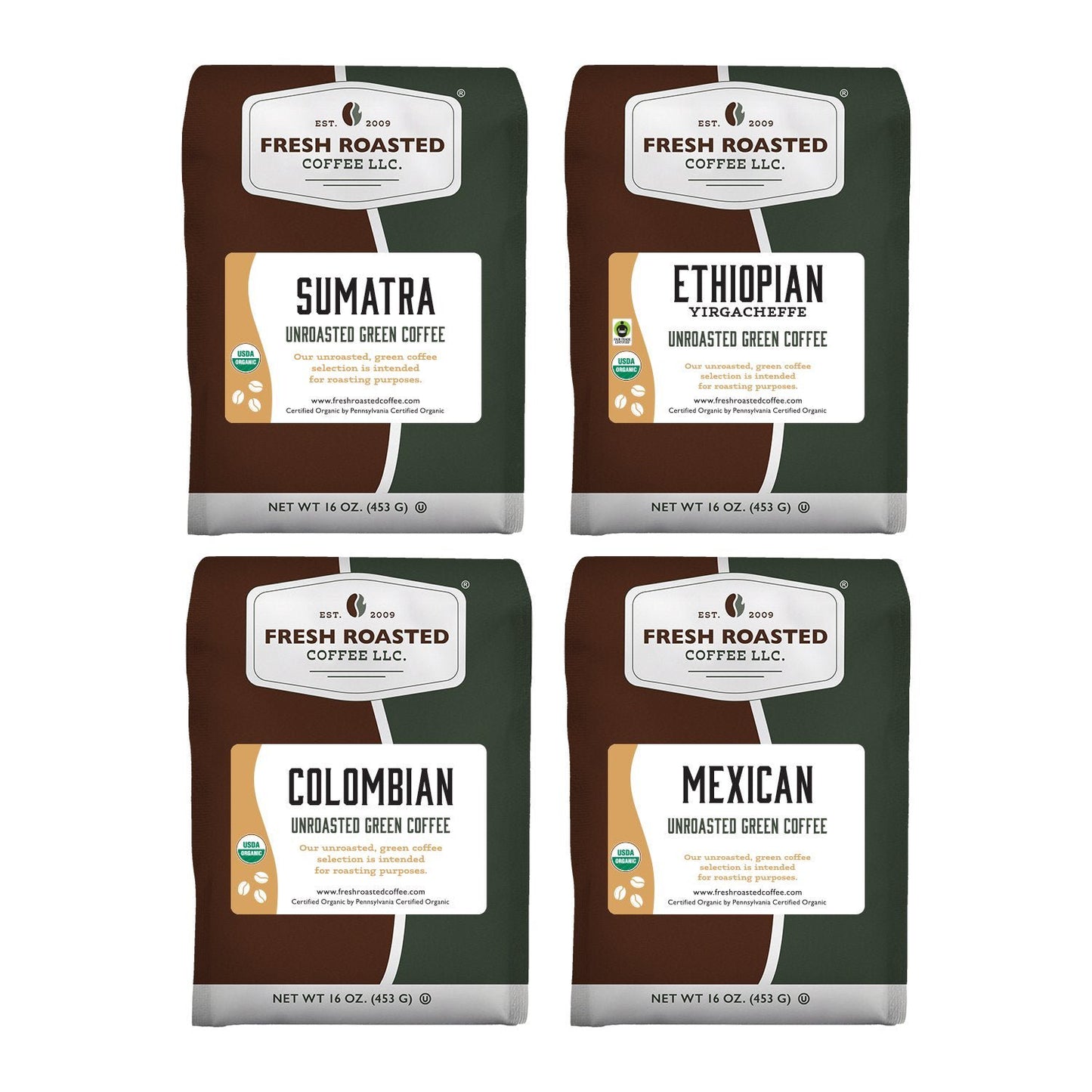 Unroasted Organic Explorer Sampler - Home Roaster's Starter Kit