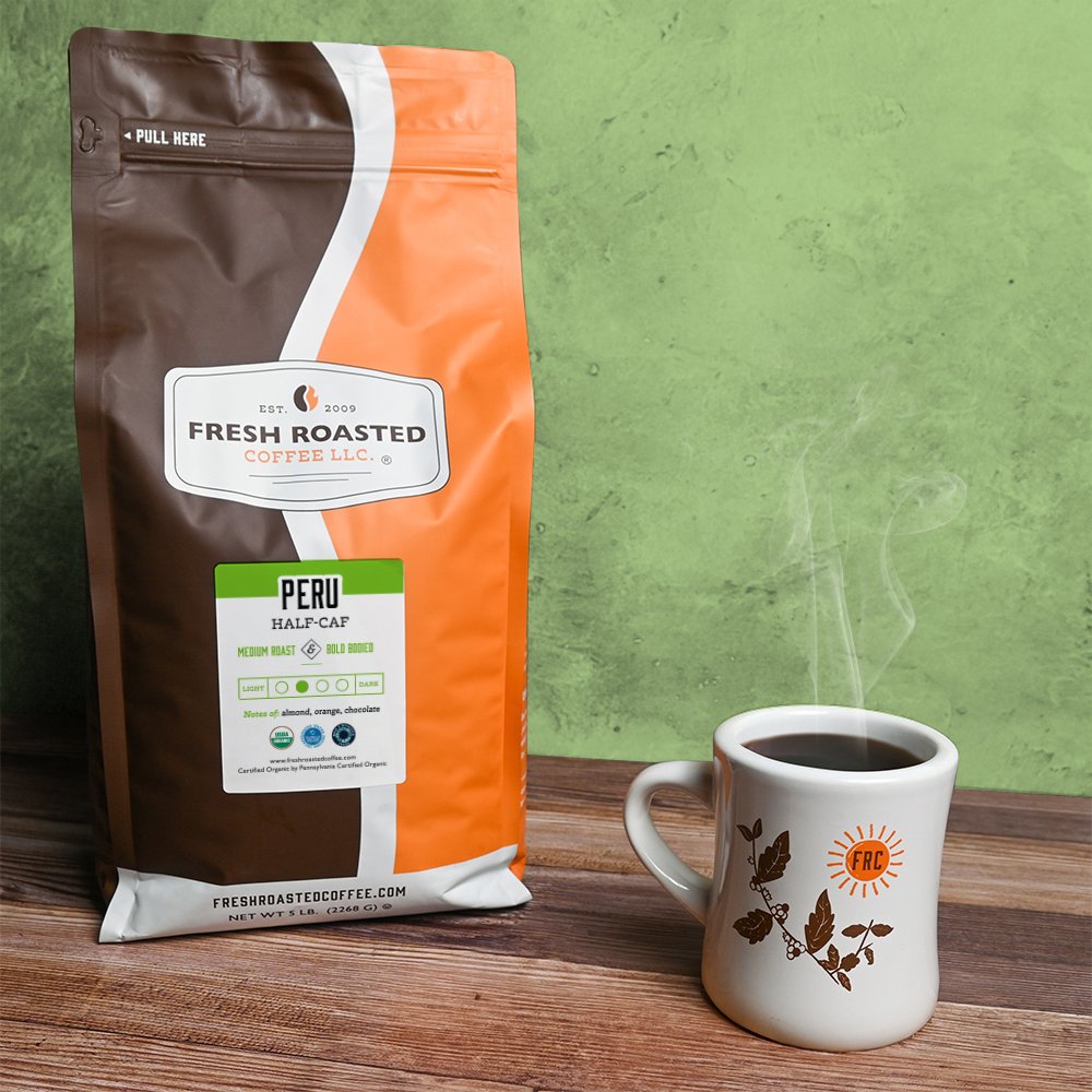 Organic Peru Water-Processed Half Caf - Roasted Coffee