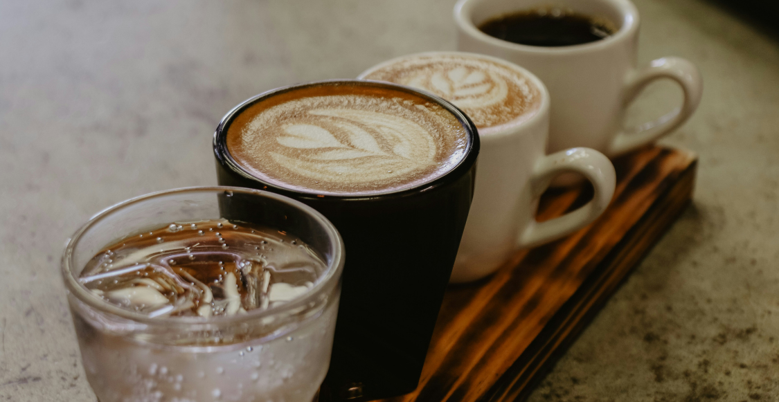 Coffee flight on wood board