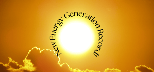 Sun with words "New Energy Generation Record"