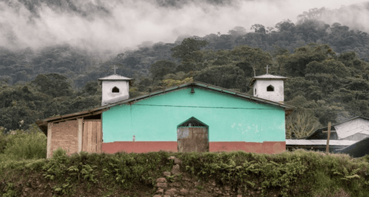 Building in Peru, on mountain with fog