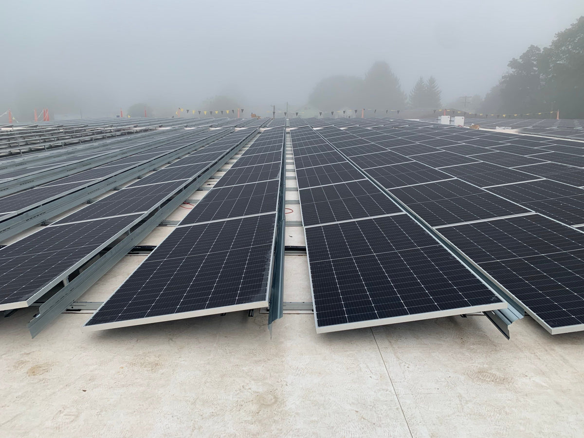 Solar array on top of Fresh Roasted Coffee's production facility
