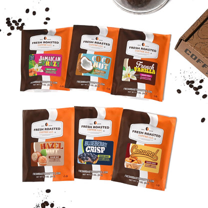 Fresh Roasted Six Pack Sampler - Flavored Coffee Starter Pack
