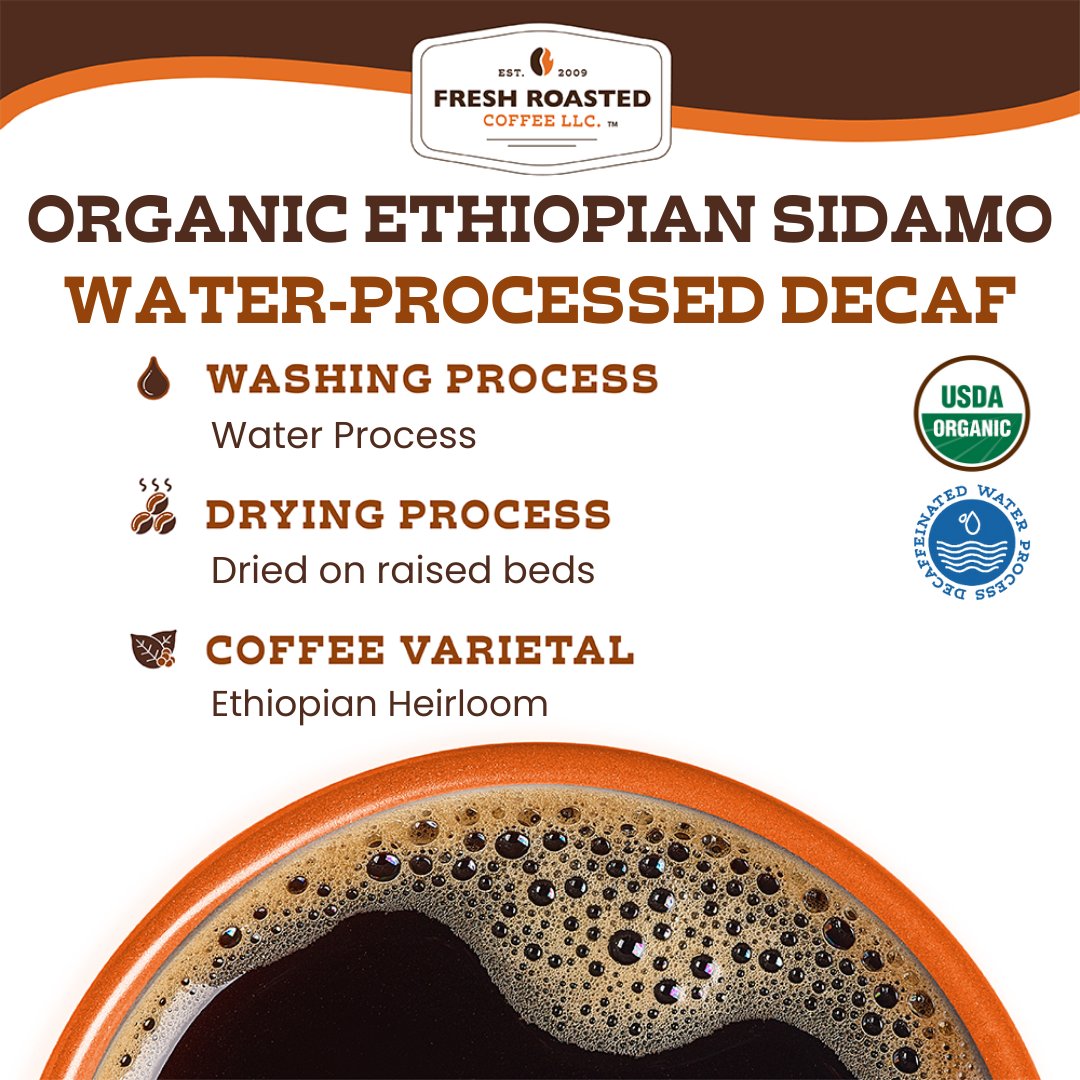 Organic Ethiopian Sidamo Swiss Water Decaf - Roasted Coffee