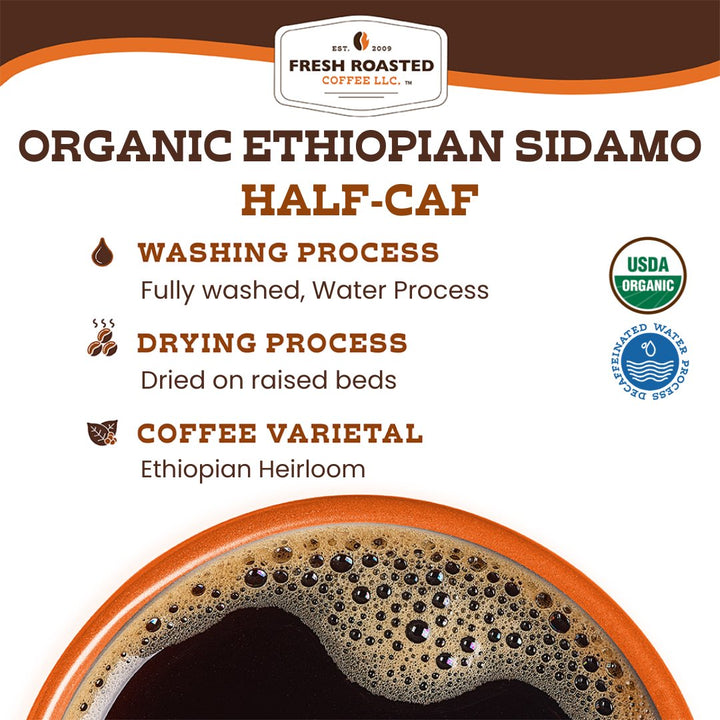 Organic Ethiopian Sidamo Swiss Water Half Caf - Classic Pods