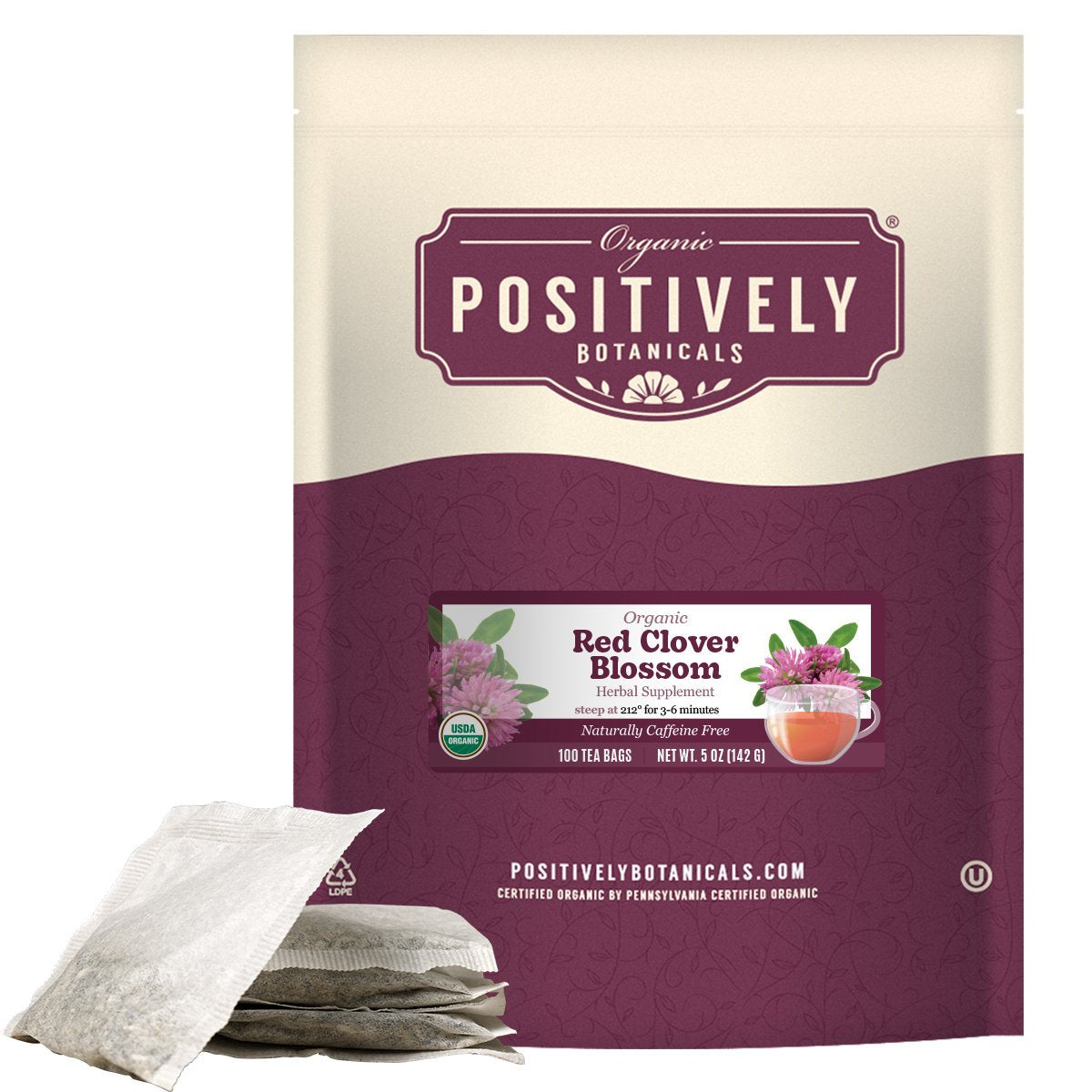 Organic Red Clover Blossoms - Botanical Tea Bags