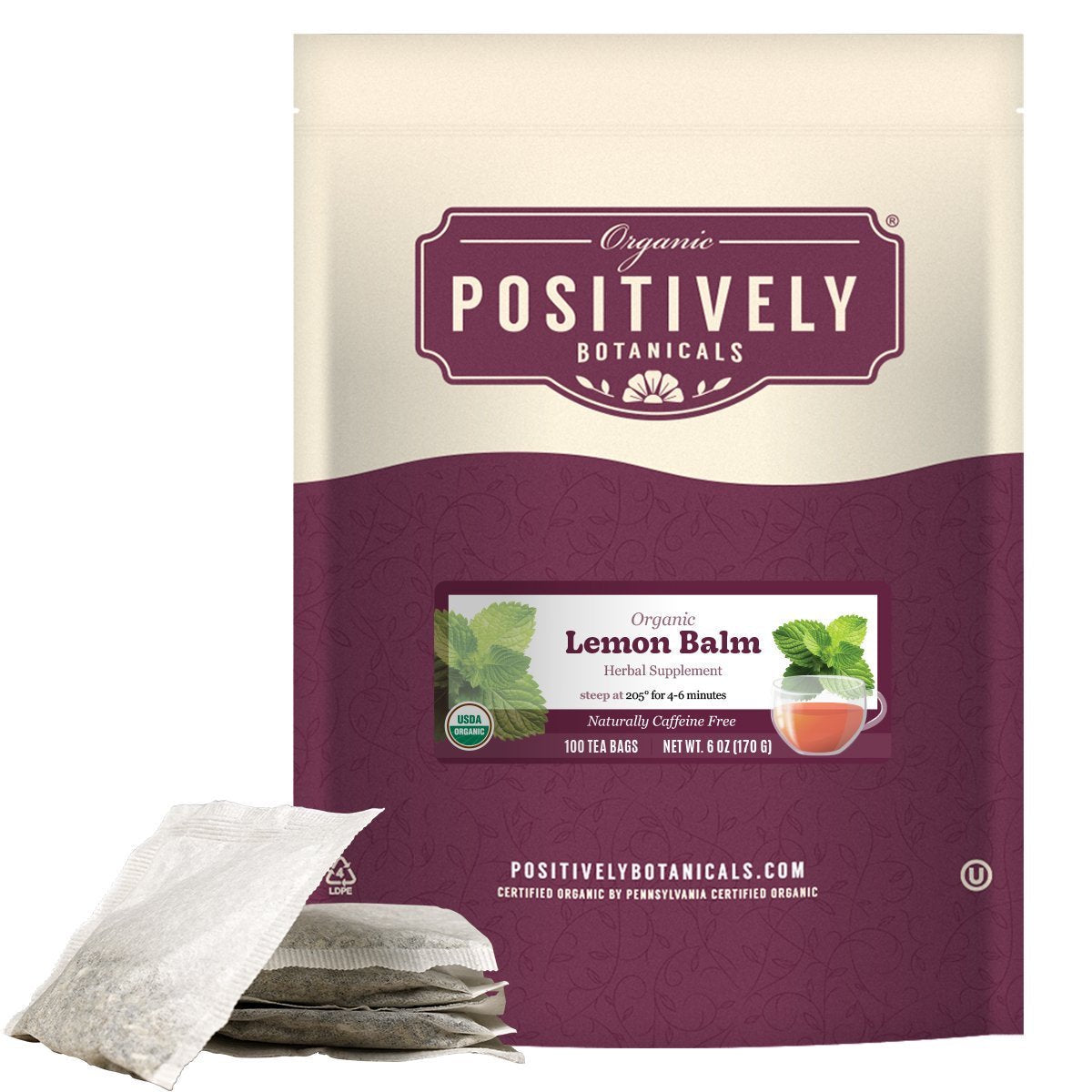 Organic Lemon Balm - Botanical Tea Bags