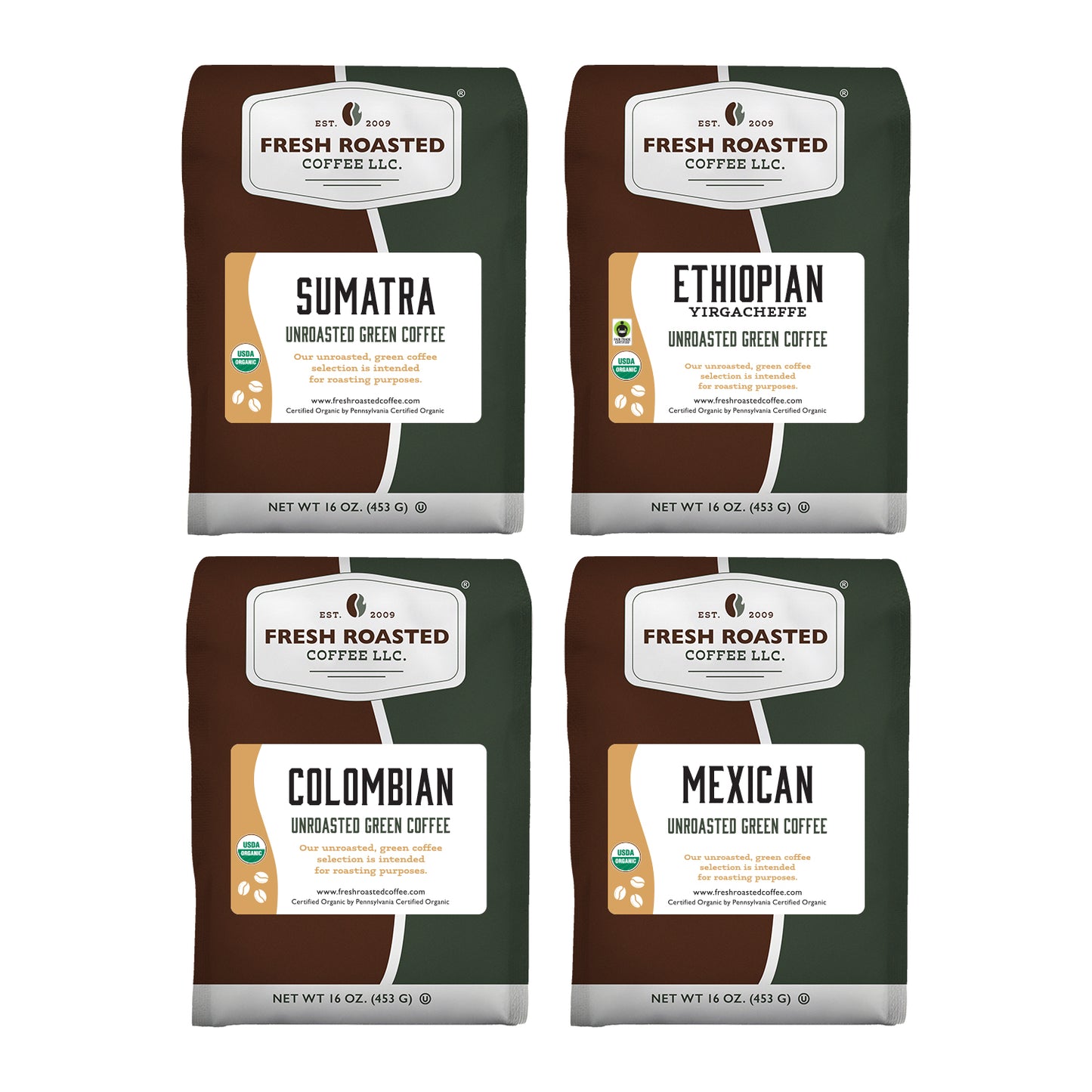 Unroasted Organic Explorer Sampler - Home Roaster's Starter Kit