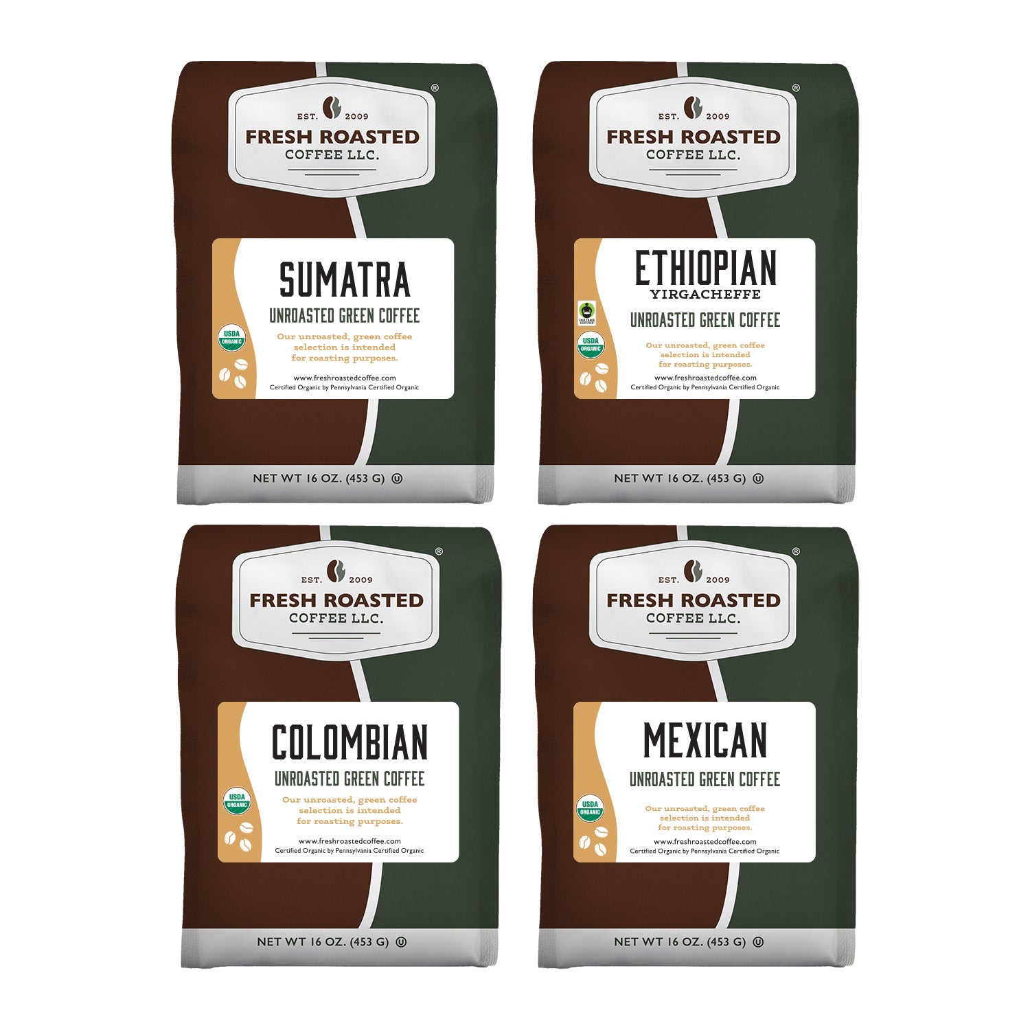 Unroasted Organic Explorer Sampler - Home Roaster's Starter Kit